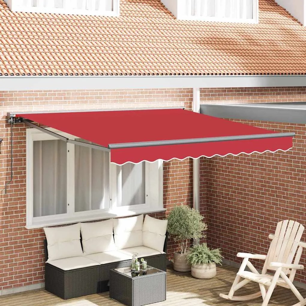 vidaXL Toldo Retrátil Manual Vermelho 300 x 250 cm Poliéster e Metal
