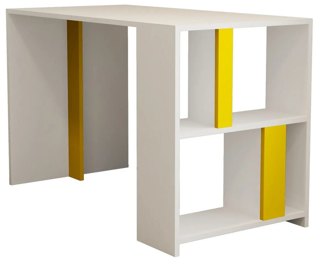 Secretária Lima – Branco/Amarelo – 120x75,4x60 cm