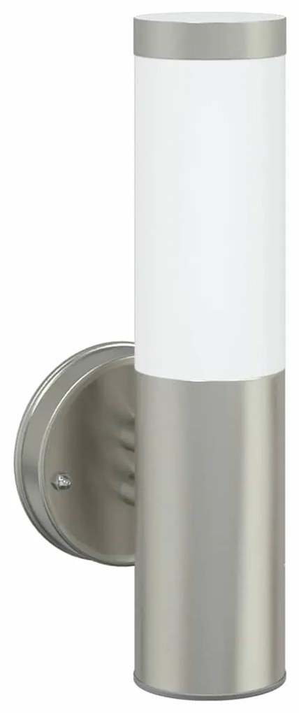 Luz de Parede Externa 2 pcs Prateada Aço Inoxidável IP44