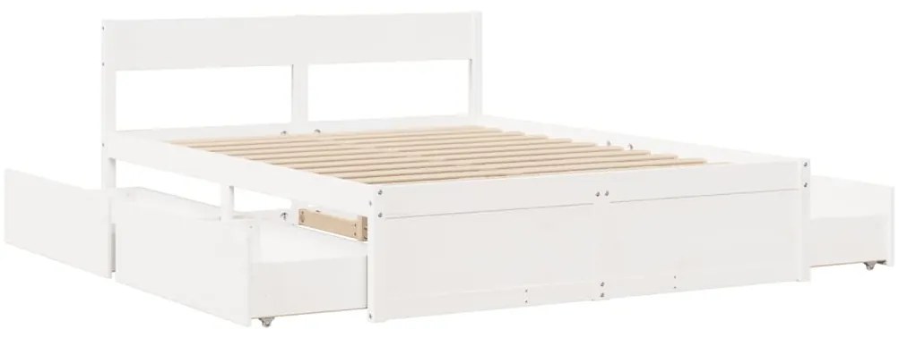 Cama sem colchão 140x200 cm madeira de pinho maciça branco