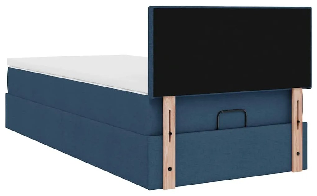 Cama otomana com colchão 90x200 cm tecido azul