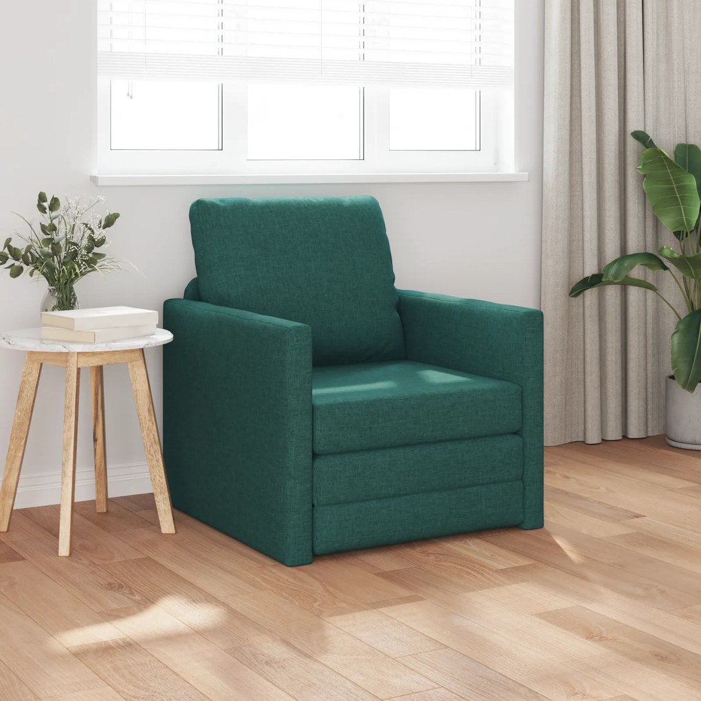 vidaXL Sofá Cama 2-em-1 Verde Escuro 74x77x81 cm Tecido