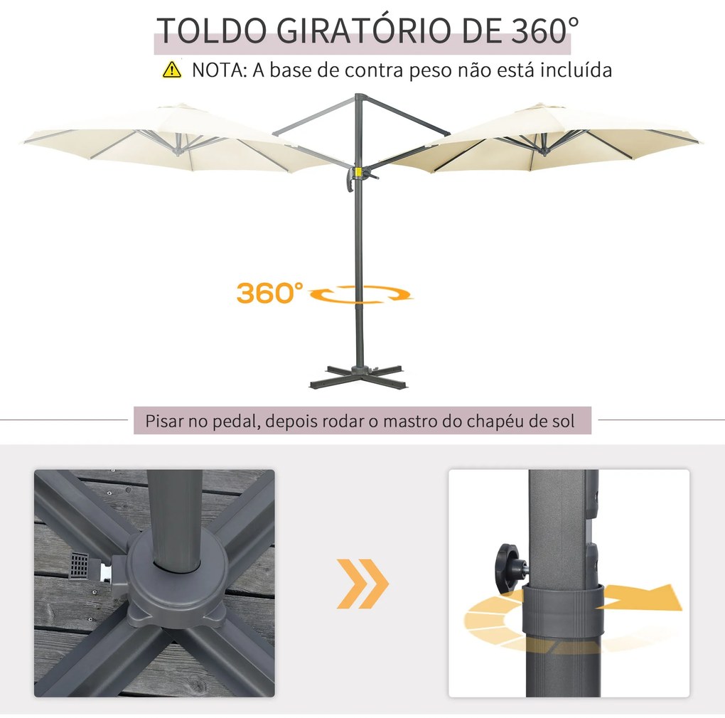 Chapéu de Sol de Jardim de Alumínio Ø293x248cm Chapéu de Sol Excêntric