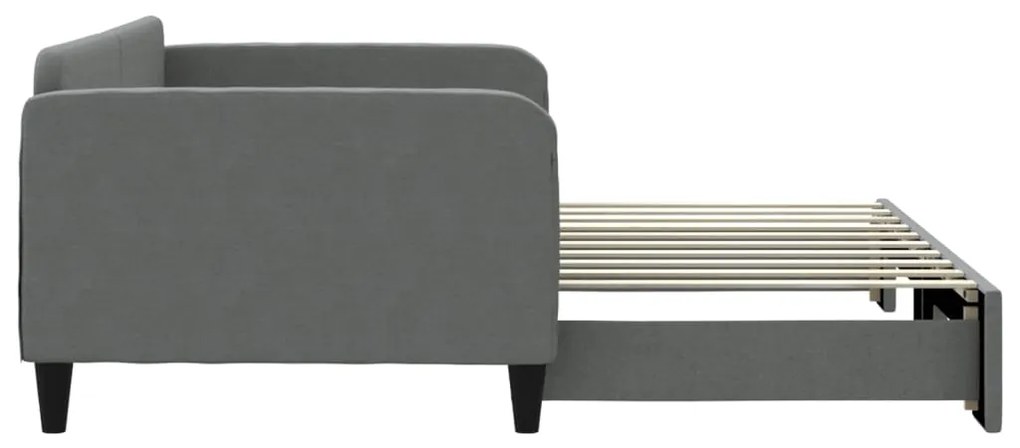 Sofá-cama com gavetão 90x190 cm tecido cinzento-escuro