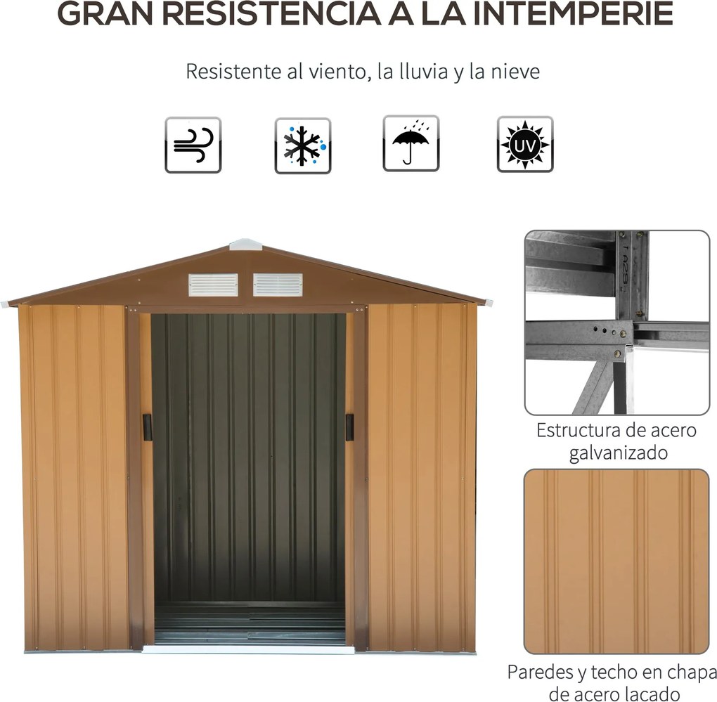 Abrigo de Jardim 213x130x185cm Abrigo de Jardim Metálico de Exterior p