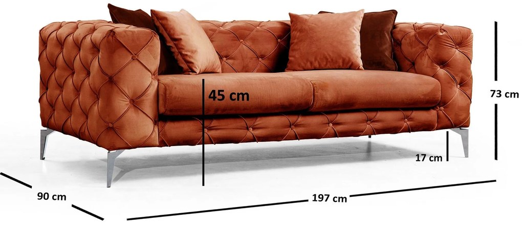 Sofá de 2 Lugares Como – Laranja – 197x73x90 cm