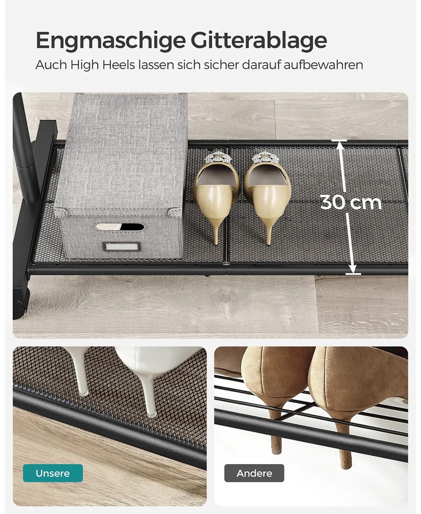 Cabide Guarda Roupa com Rodas 92,5 x 40,5 x 158 cm Preto