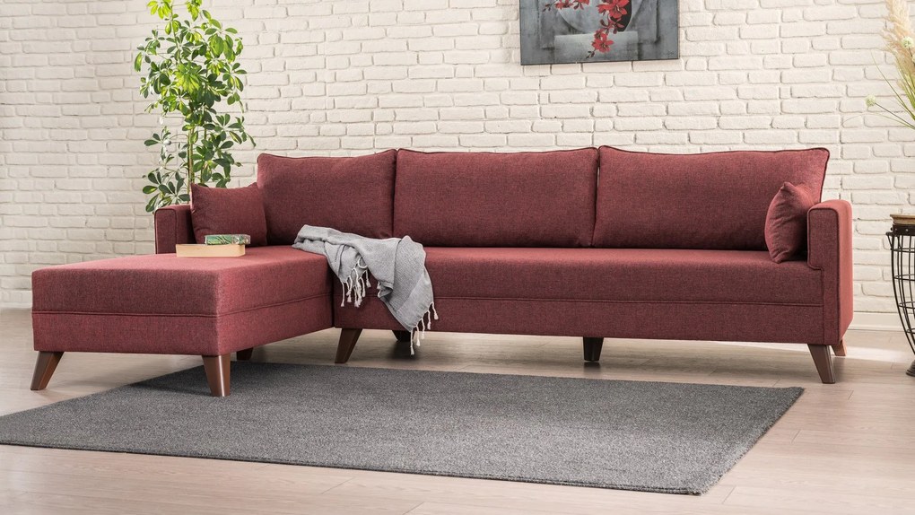 Sofá de Canto Bella – Vermelho Claret – 275x85x165 cm