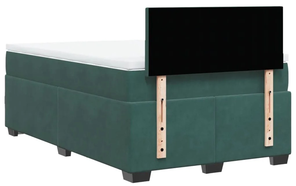 Cama boxspring com colchão 120x190 cm veludo verde-escuro