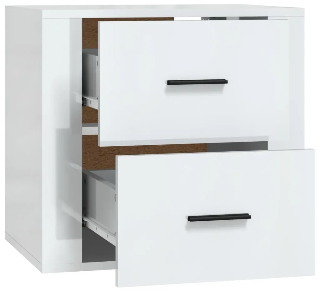Mesa de cabeceira de parede 50x36x47 cm branco brilhante