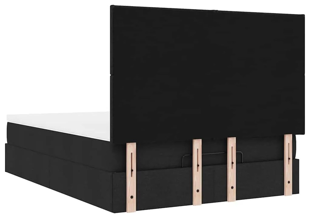 Estrutura de cama otomana com colchão 140x190 cm tecido preto