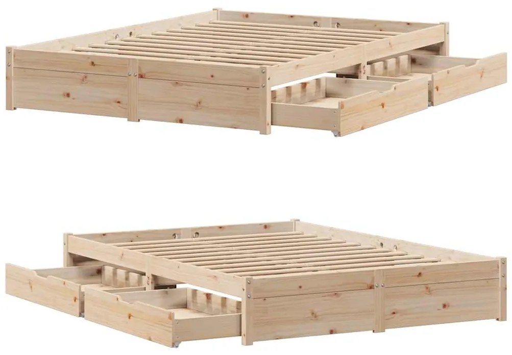 Cama sem colchão 140x190 cm madeira de pinho maciça