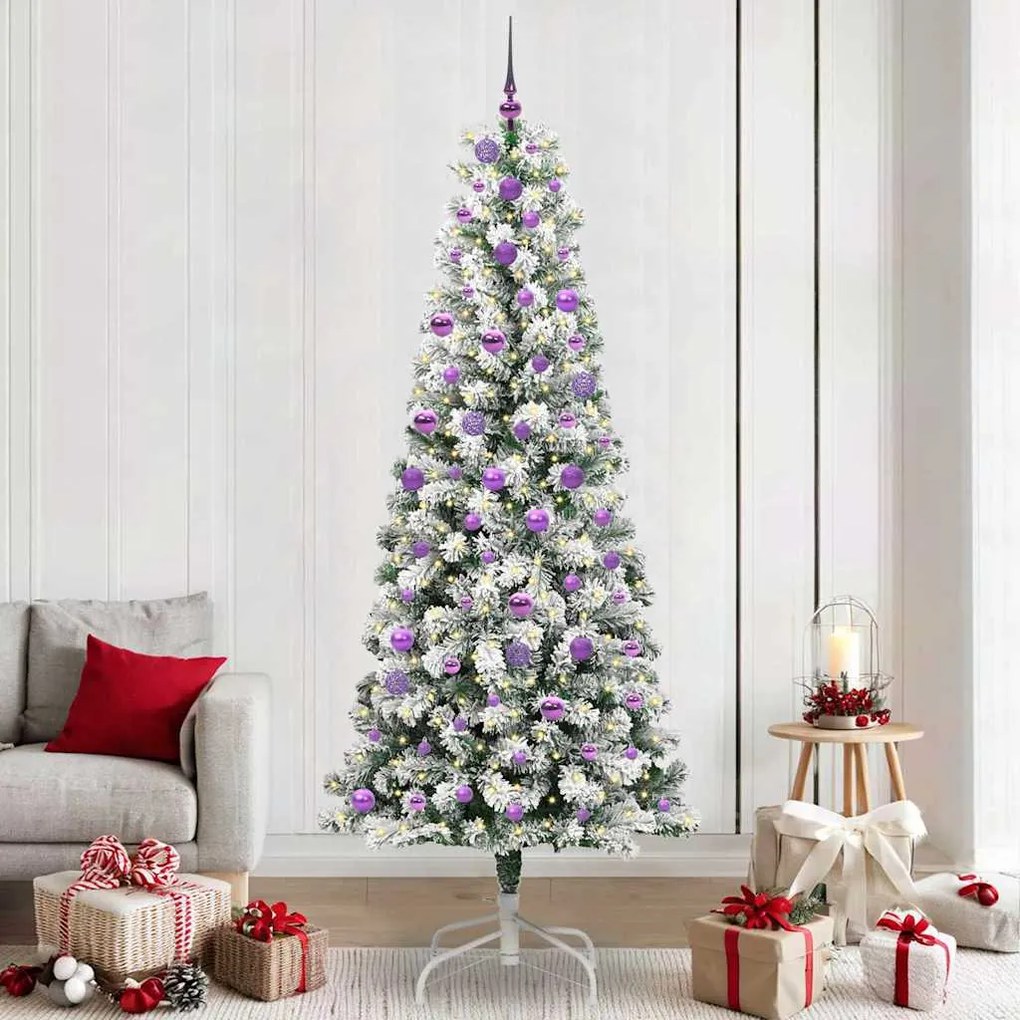 vidaXL Árvore de Natal Articulada Artificial Verde e Branco 240 cm