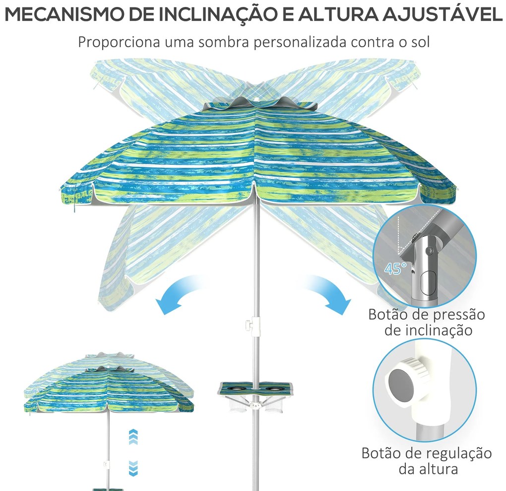 Chapéu de Sol de Praia Ø190x215 cm Chapéu de Sol para Terraço com Incl