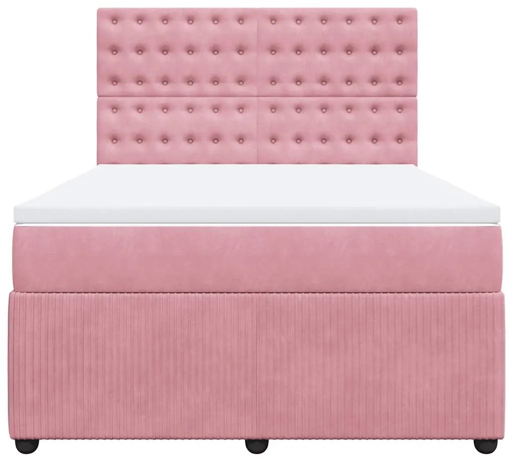 Cama com molas/colchão 140x200 cm veludo rosa