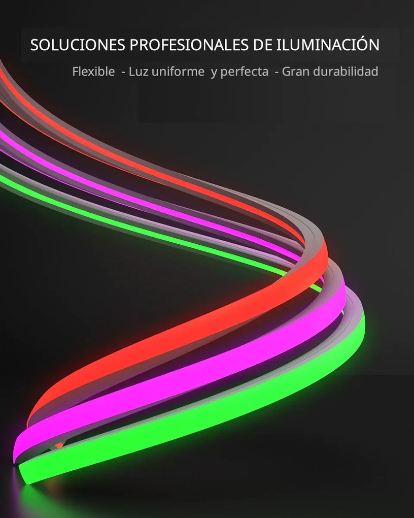 Led NEON Flex, 13x13mm, DC24V, 240Led/m, CCT, 5m, 90W, IP67 Branco Duplo
