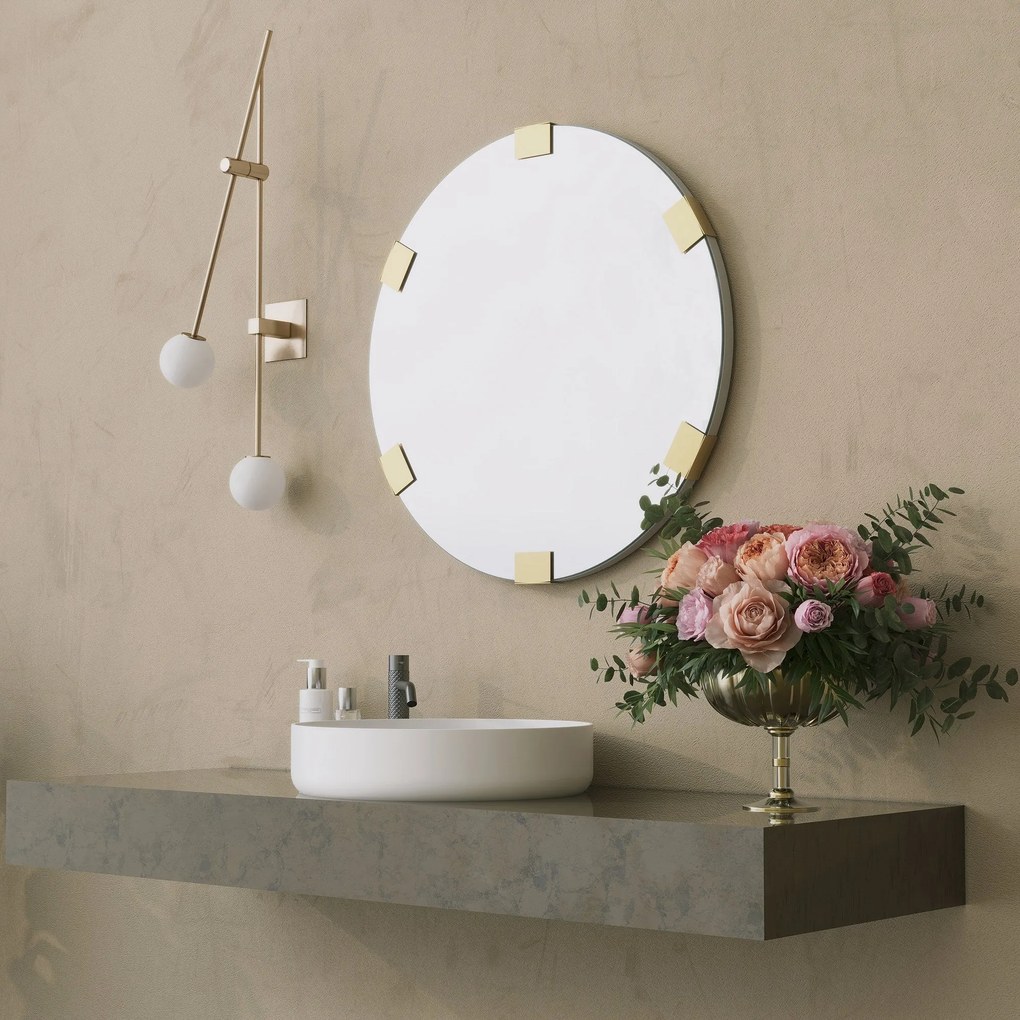 Espelho Decorativo Chakra – Dourado – Diâmetro: 60 cm