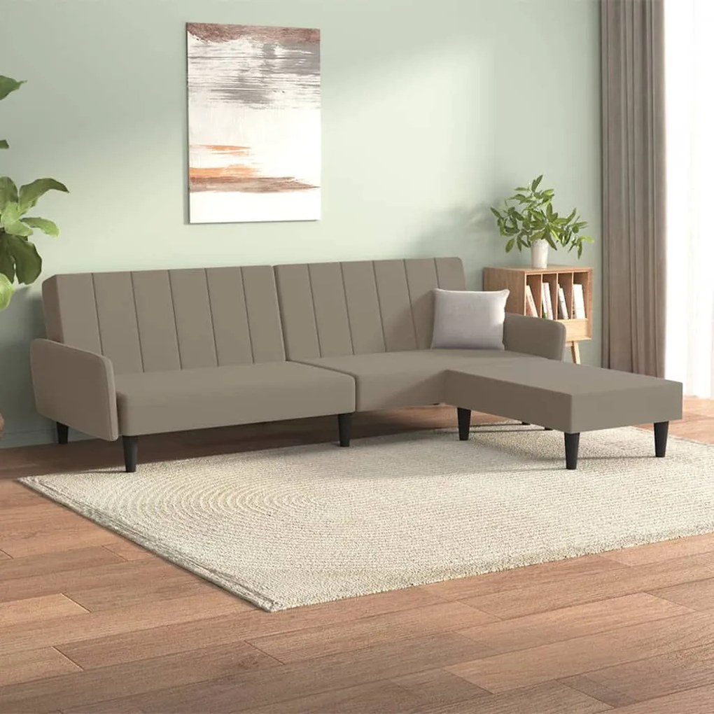 vidaXL Sofá-cama de 2 lugares com banco veludo cinzento-claro