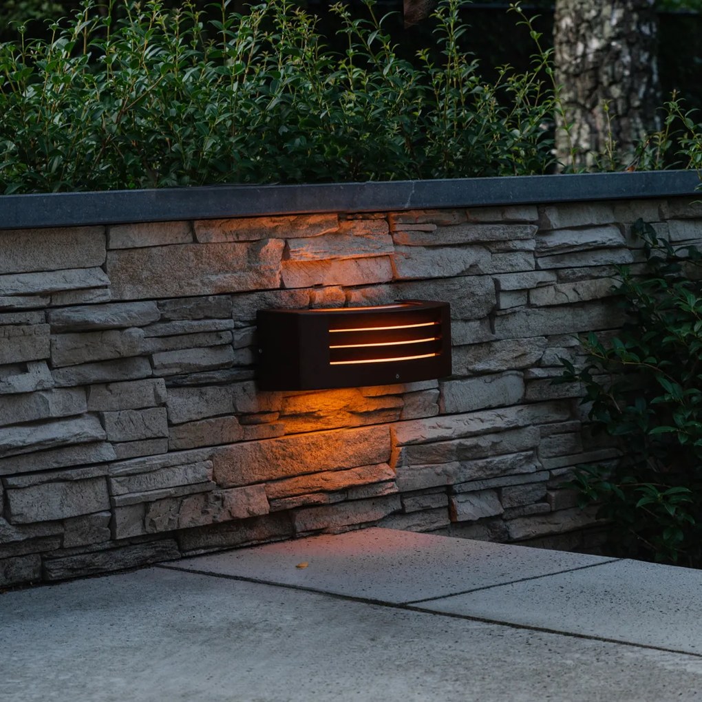 Candeeiro de parede moderno castanho ferrugem IP44 - Hurricane 1