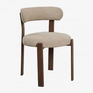 Pack De 4 Cadeiras De Jantar Estofadas E Em Ferro Jolie Castanho Madeira Escura & Chenille Castanho Trigo - Sklum