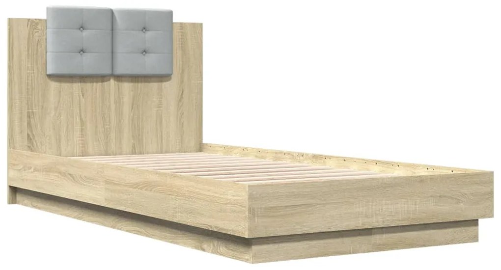 Estrutura cama c/ cabeceira derivados madeira carvalho sonoma