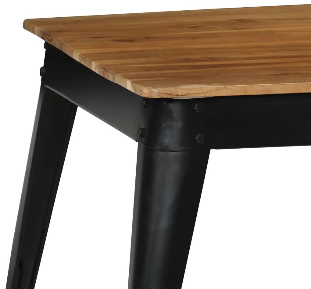 Mesa de jantar madeira de acácia maciça e aço 75x75x76 cm