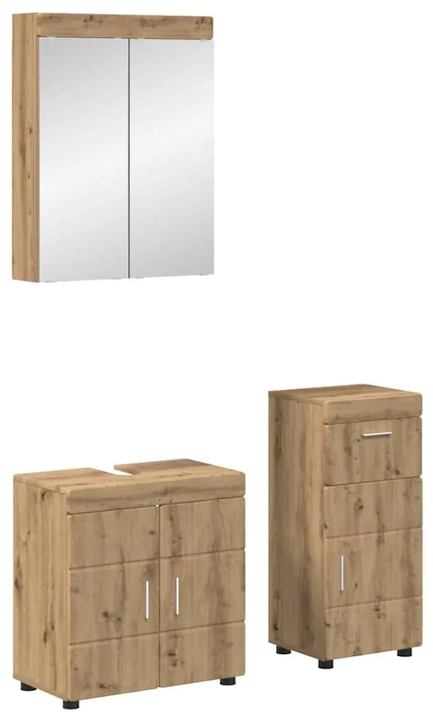 vidaXL Conjunto de Móveis para Banheiro TULUM Carvalho Artesanal
