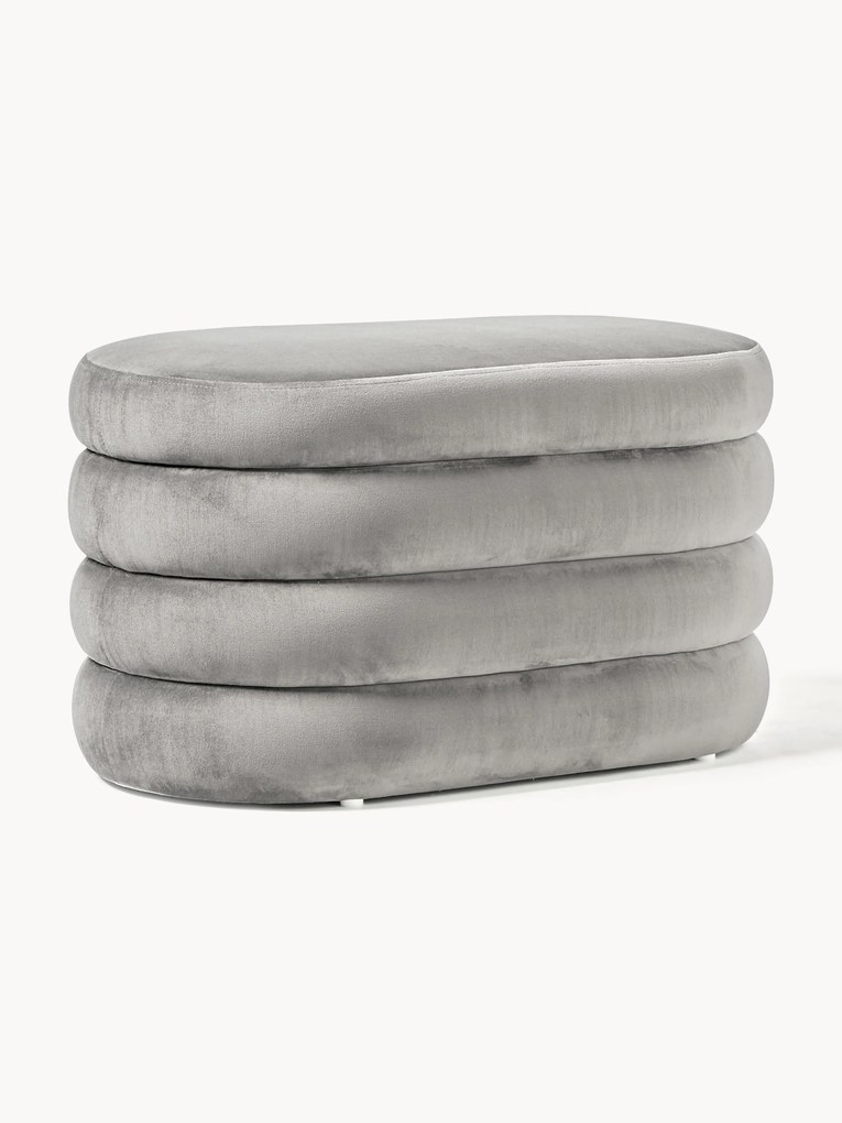 Banco pequeno estofado em veludo com arrumação Alto