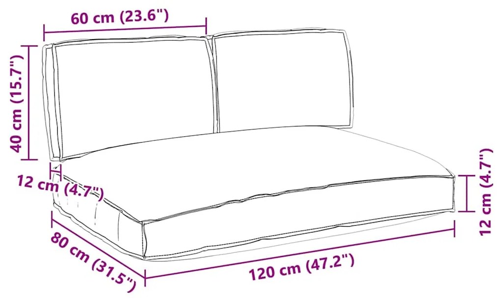Conjunto de Almofadas para Palete 3 pcs Cinzento-acastanhado