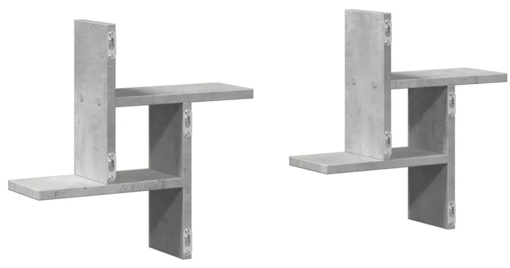 Prateleiras de parede 2 pcs derivados de madeira cinza cimento