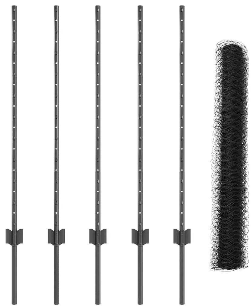 Postes de Cerca vidaXL 10 pcs U-Channel Cinza 100 cm Aço
