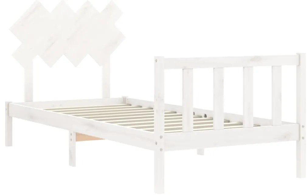 Estrutura cama de solteiro c/ cabeceira madeira maciça branco