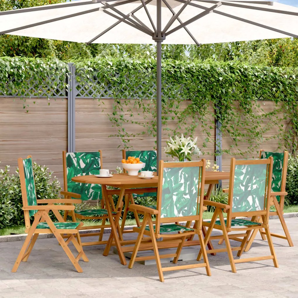 vidaXL Cadeiras jardim reclin. 6 pcs tecido/madeira maciça verde