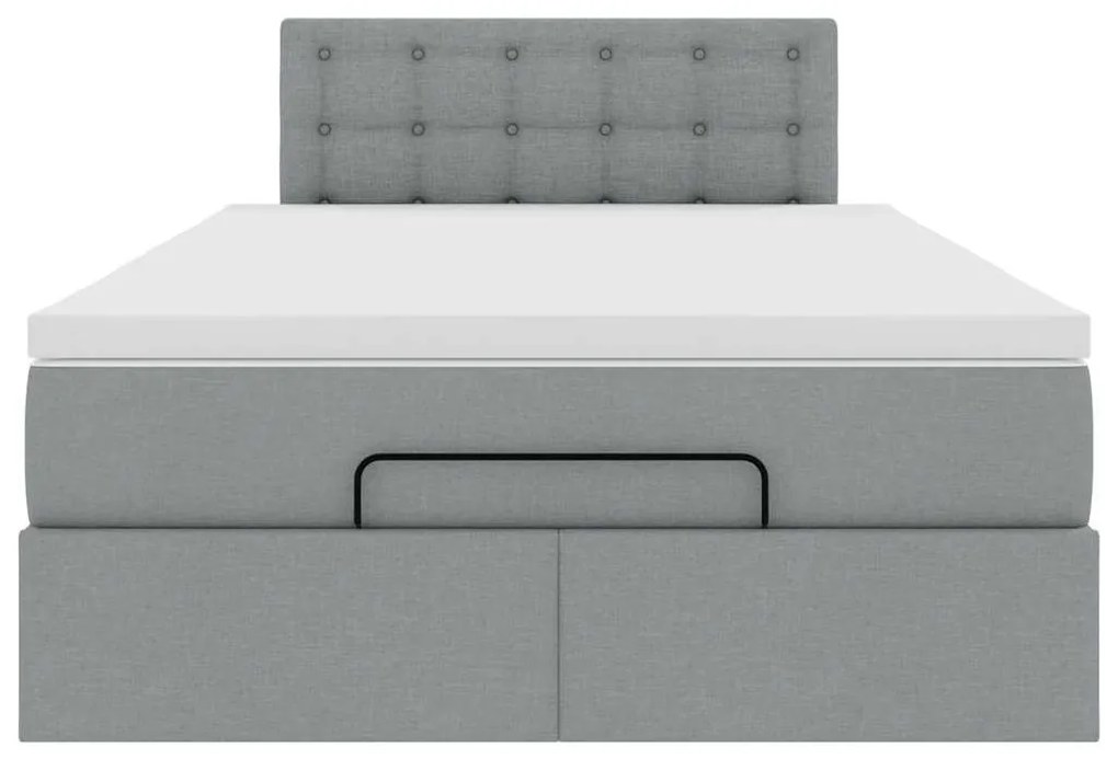 Cama otomana com colchão 120x190 cm tecido cinzento claro