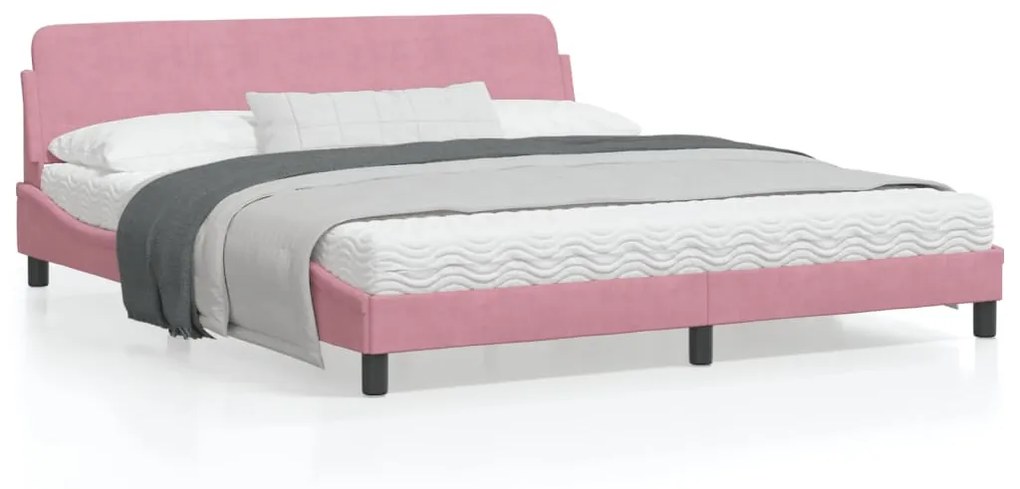 vidaXL Estrutura cama c/ cabeceira sem colchão 180x200 cm veludo rosa