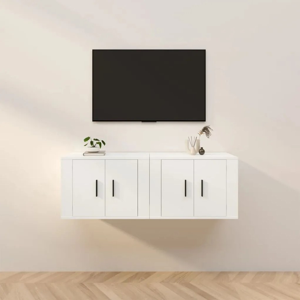 Móveis de TV para parede 2 pcs 57x34,5x40 cm branco