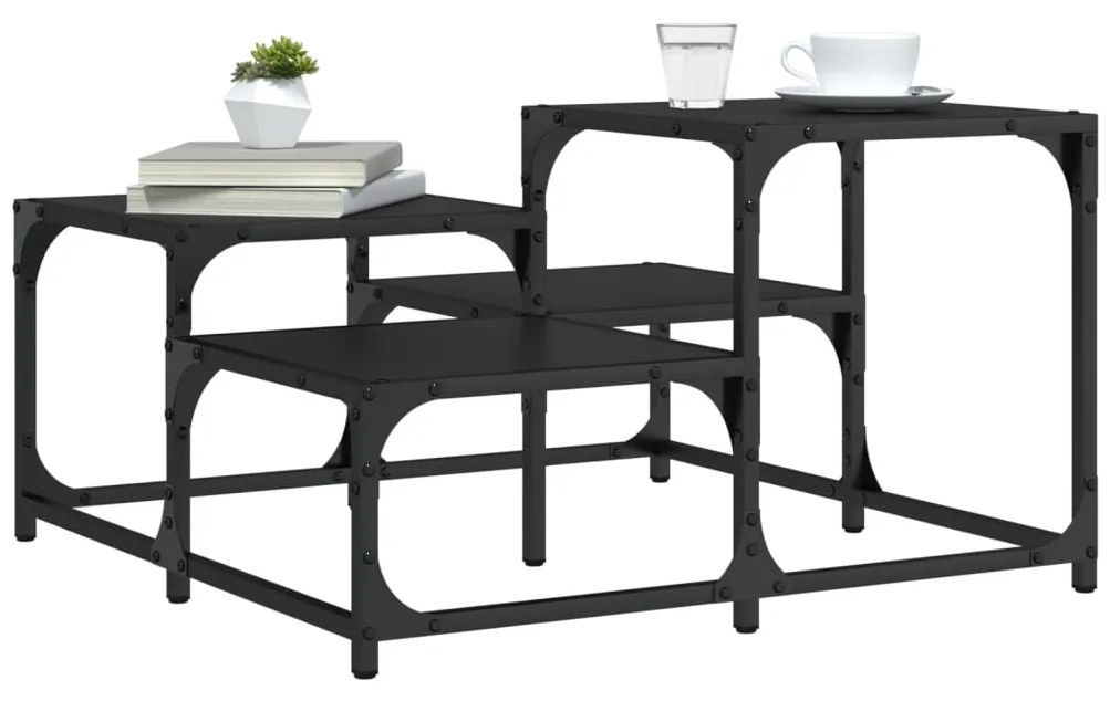 vidaXL Mesa de centro 68x68x40 cm derivados de madeira preto
