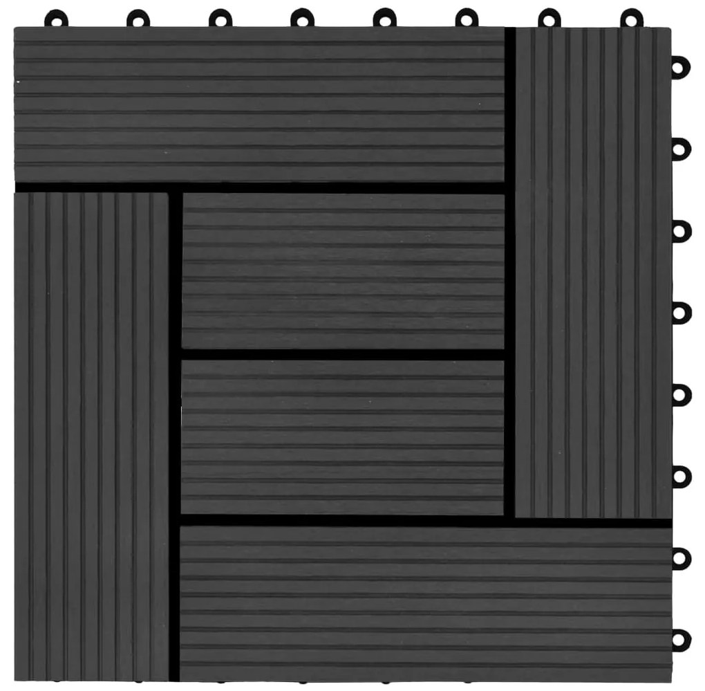 Ladrilhos de pavimento 22 pcs WPC 2m² 30x30 cm preto