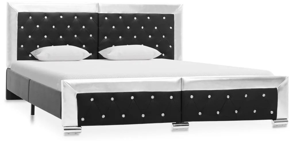 Estrutura de cama 160x200 cm couro artificial preto