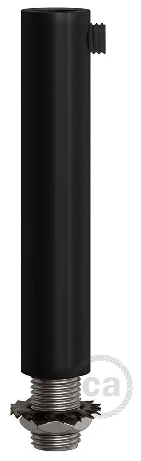 Black metal round 7 cm strain relief clamp provided with threaded tube nut and washer