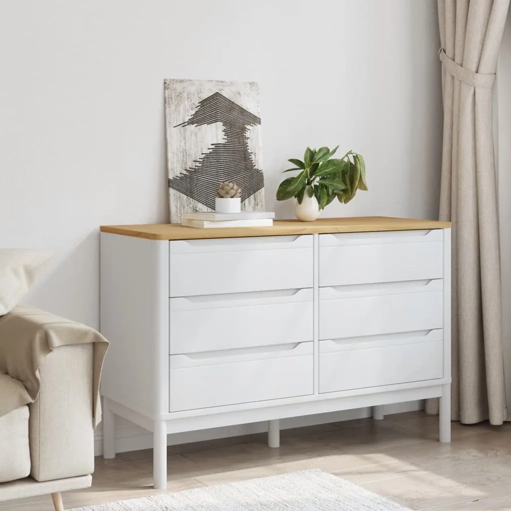 Cómoda FLORO madeira de pinho maciça branco