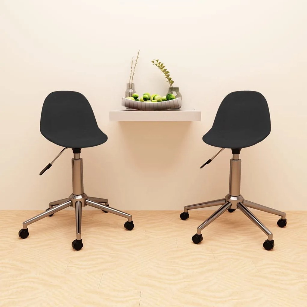 vidaXL Cadeiras de jantar giratórias 2 pcs tecido preto
