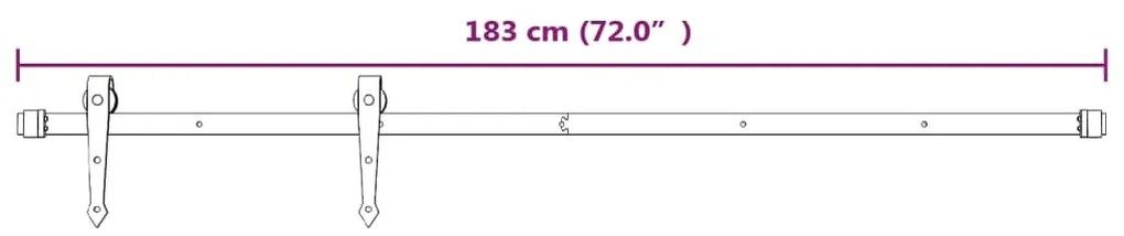 Kit de ferragens para porta deslizante 183 cm aço branco