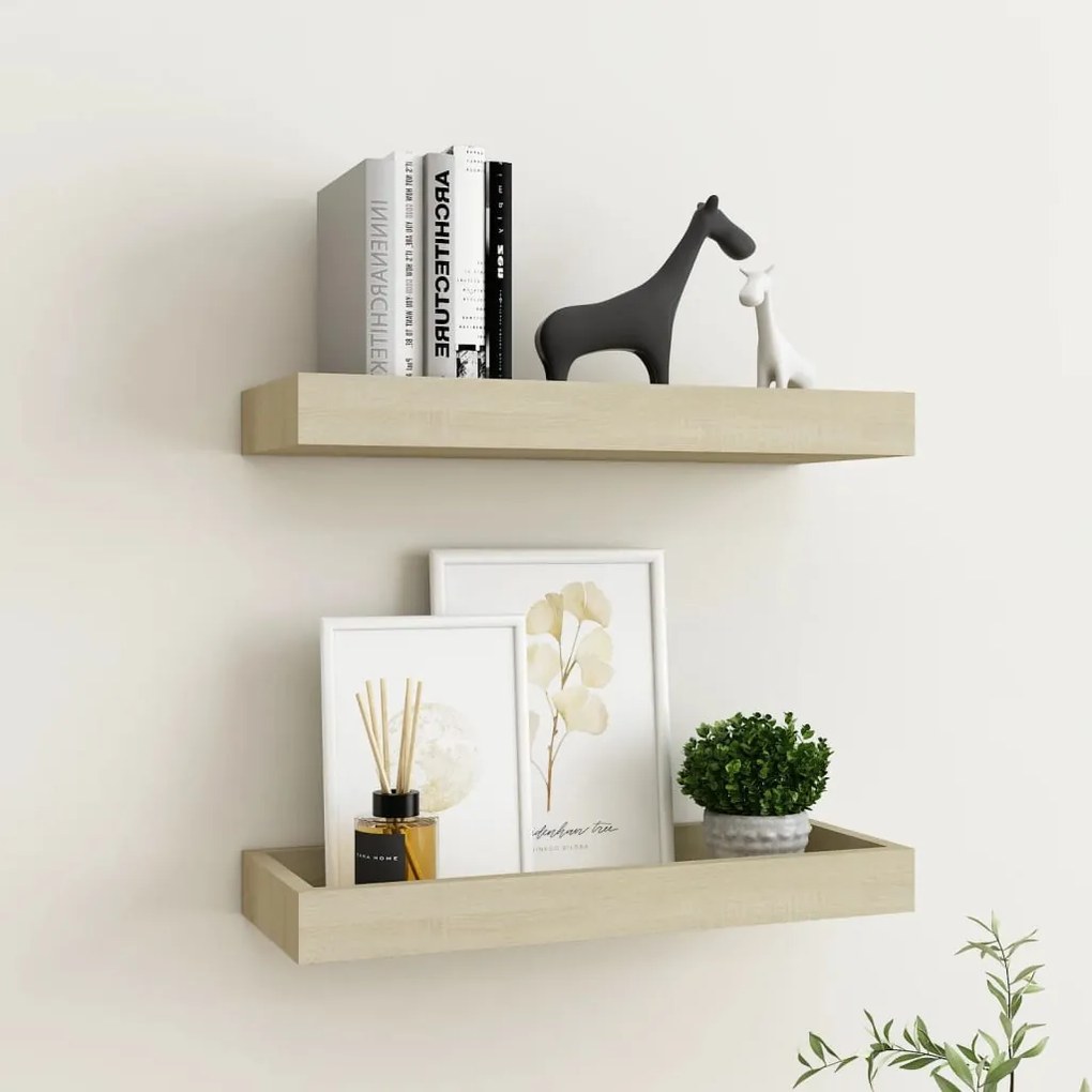 vidaXL Prateleiras parede Loggia 2 pcs 40x15x4cm MDF cor carvalho