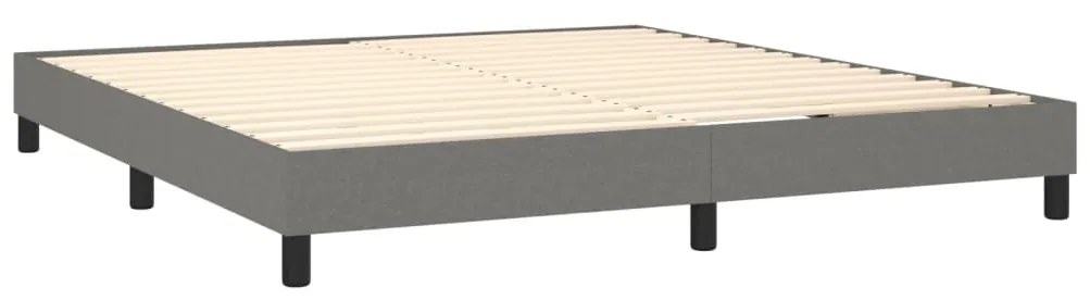 Cama box spring c/ colchão e LED 160x200 cm tecido cinza-escuro