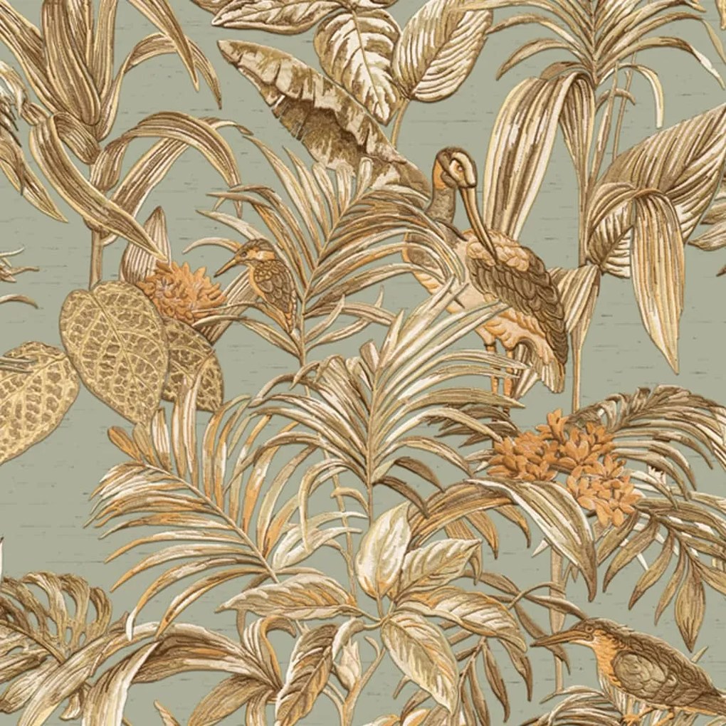 430615 DUTCH WALLCOVERINGS Papel de parede Bird-of-Paradise azul esverdeado