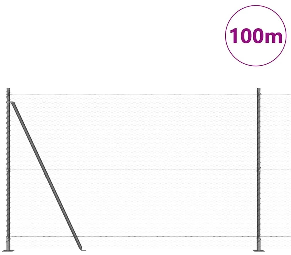 Cerca Hexagonal vidaXL Cinza 1,5 x 100 m Aço