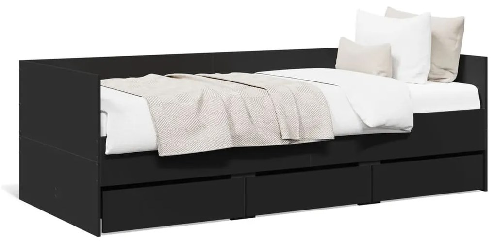 vidaXL Sofá-cama com gavetas sem colchão 90x190 cm preto