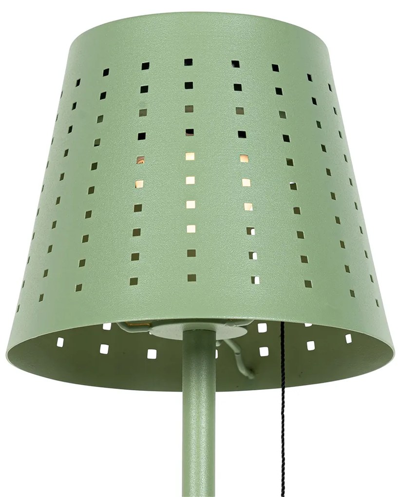 Candeeiro de pé exterior verde com LED regulável em 3 níveis a energia solar - Ferre Design