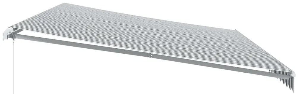 Toldo retrátil manual com LED 600x350 cm antracite/branco